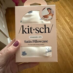Kitsch Satin Pillowcase - Cream with Blue Details